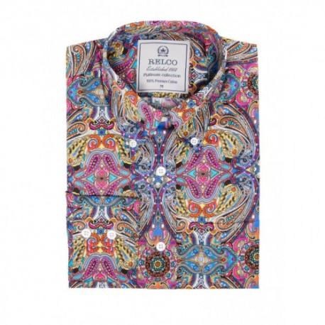 RELCO Mens Long Sleeve Multi Coloured Platinum Shirt