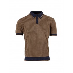 RELCO Knitted JACQUARD Polo Shirt Short Sleeved NAVY