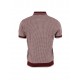 RELCO Knitted JACQUARD Polo Shirt Short Sleeved BURGUNDY