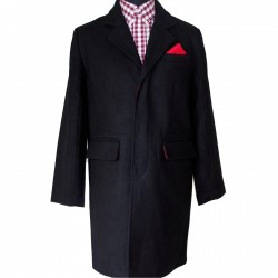 Overcoat Crombie Style - BLACK