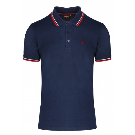 Merc CARD Polo Shirt Short Sleeved NAVY With Red And White