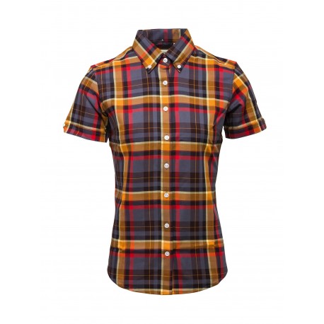 Short Sleeve Buttom Down RELCO GREY CHECK Ladies Shirt