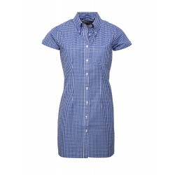 Short Sleeve Buttom Down RELCO GINGHAM NAVY  Ladies  DRESS