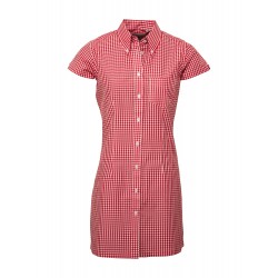 Short Sleeve Buttom Down RELCO GINGHAM RED Ladies  DRESS