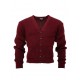 RELCO Mens Waffle Knit Cardigan with Football Style Buttons - BURGUNDY