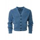 RELCO Mens Waffle Knit Cardigan with Football Style Buttons - DUSTY BLUE