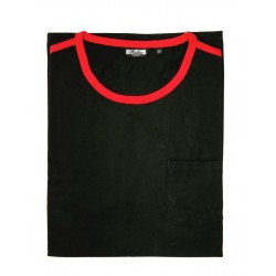 RELCO Mens RINGER T-Shirt With Pocket And Strypes - BLACK