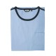 RELCO Mens RINGER T-Shirt With Pocket And Strypes - SKY BLUE