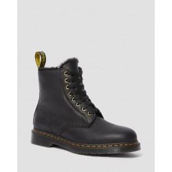 Dr. Martens 1460 PASCAL FUR LINED VIRGINIA Ankle Boots - BLACK