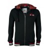 LONSDALE Hooded Sweatshirt LANCASTER With Zip and Tartan - BLACK / Red and White