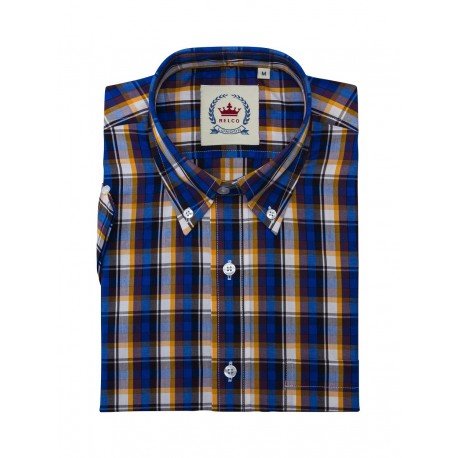 RELCO Short Sleeve Button-Down - BLUE and YELLOW