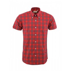 Short Sleeve Buttom Down RELCO  RED CHECK Ladies Shirt
