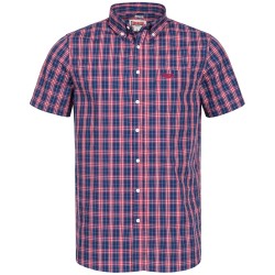 LONSDALE Mens Short Sleeved Shirt BRIXWORTH - RED / WHITE / DARK BLUE