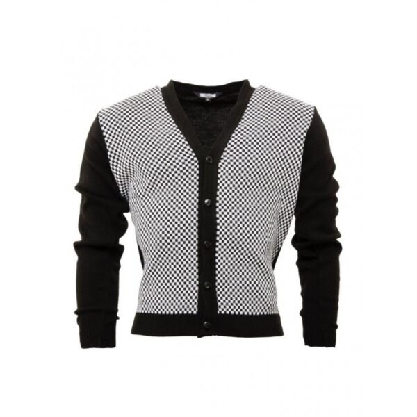 Cardigan Cuadros Blancos y Negros RELCO - NEGRO