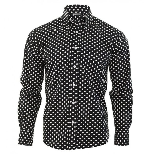 RELCO Camisa Manga Larga Button-Down Lunares - NEGROS y BLANCOS