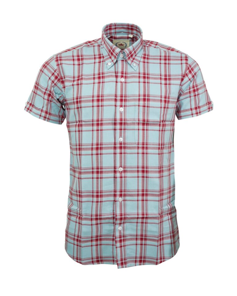 RELCO Camisa Manga Corta Button-Down - CELESTE CON GRANATE