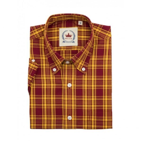 RELCO Camisa Manga Corta Button-Down - GRANATE y MOSTAZA