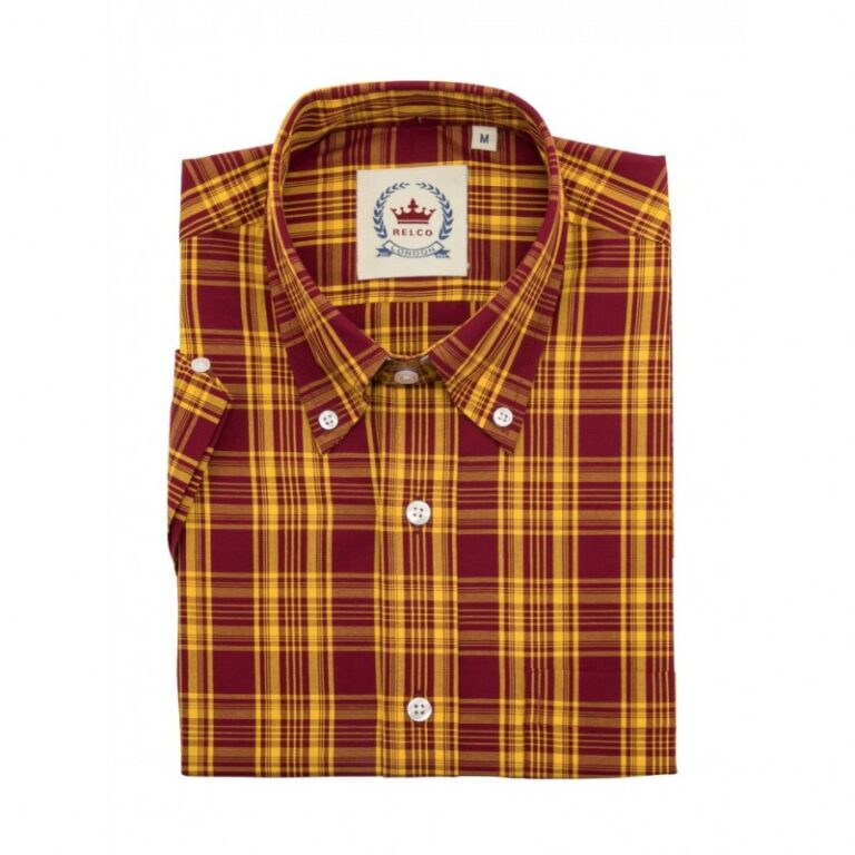 RELCO Camisa Manga Corta Button-Down - GRANATE y MOSTAZA