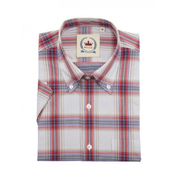 RELCO Camisa Manga Corta Button-Down - BLANCA y ROJA