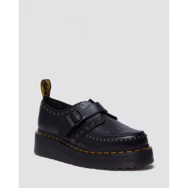 Zapato Dr. Martens Creeper Con Plataforma Ramsey de Piel Con Tira - NEGROS