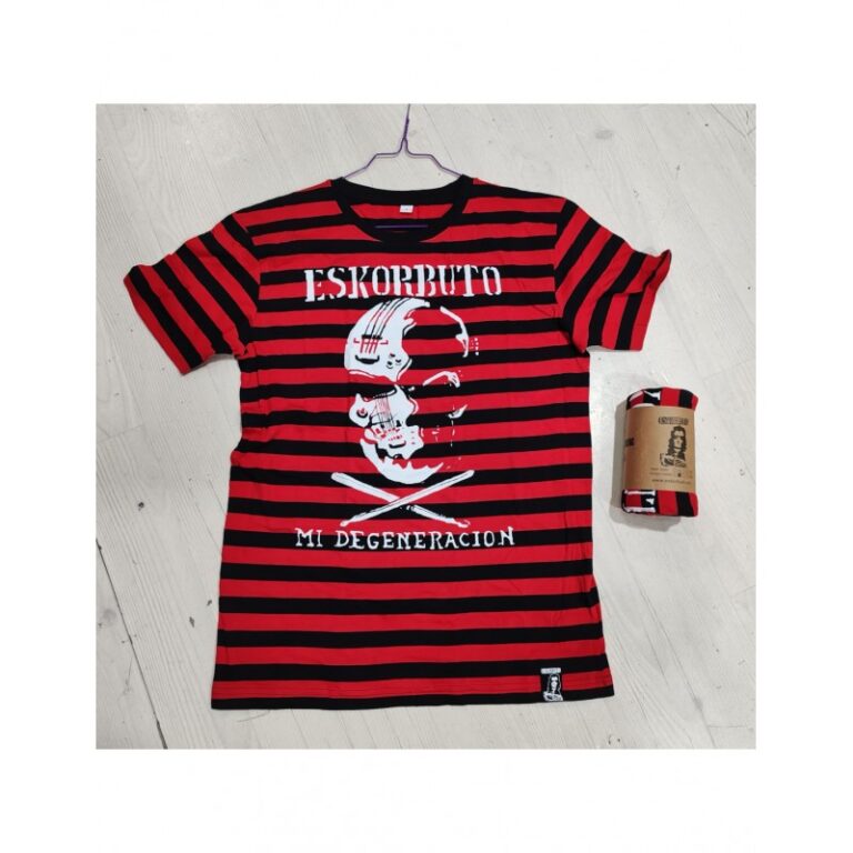 Camiseta Oficial ESKORBUTO de rayas - ROJAS Y NEGRAS